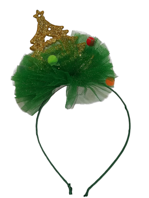 Обруч на новый год елочка золотая с фатином на голову one size ручная работа зелёный Киев - изображение 3