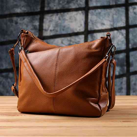 Жіноча сумка на два відділення з натуральної шкіри Vintage 23012 Коричневий Київ