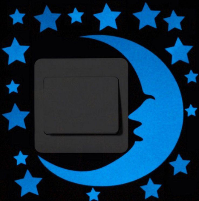 Светящаяся наклейка Луна и звездочки 15 на 15 см голубой Киев - изображение 2