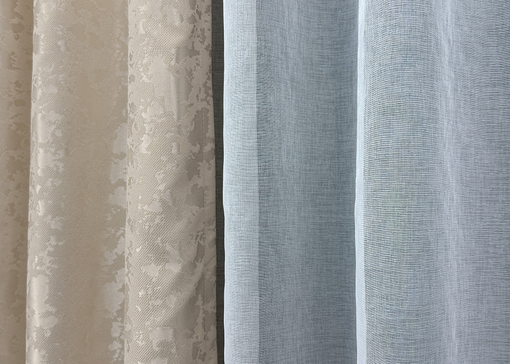 Комплект штор VR-Textil Лен Мрамор 150х270 2шт и Тюль 400х270 1767ш-1276т Бежевый с белым 71-019/3 Киев - изображение 6