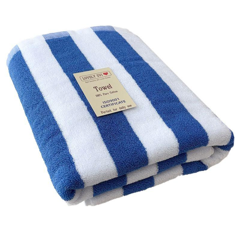 Рушник бавовна махра  Lovely Svi для пляжа, басейна, ванної, отелей, SPA, саун, XL (75 x150 см)  Біло - синій Київ - фото 1