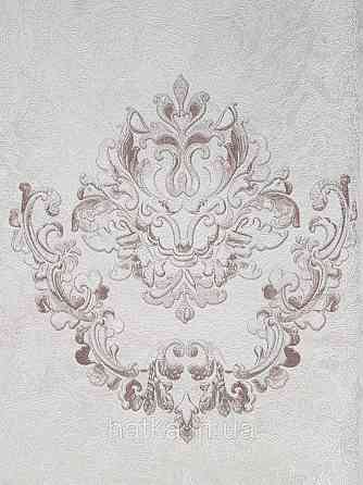 Шпалери вінілові на флізеліні гарячого тиснення DU&KA 1.06х10 вензель основа під штукатурку сірі коричневі Київ