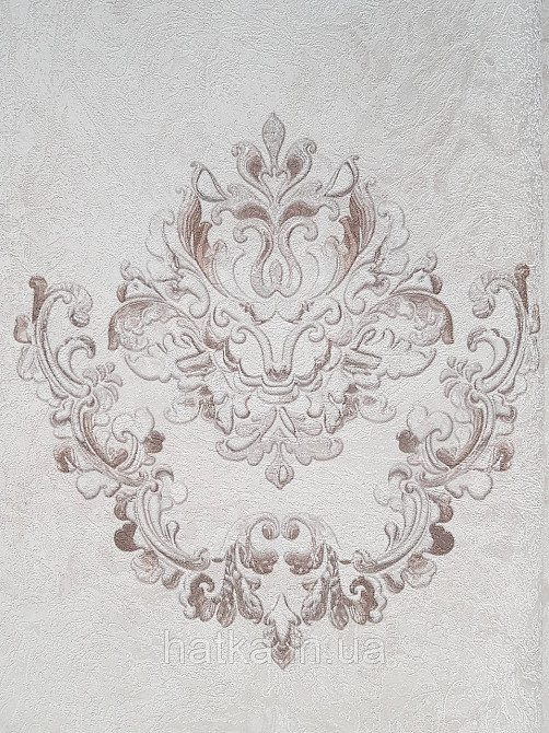 Шпалери вінілові на флізеліні гарячого тиснення DU&KA 1.06х10 вензель основа під штукатурку сірі коричневі Київ - фото 3
