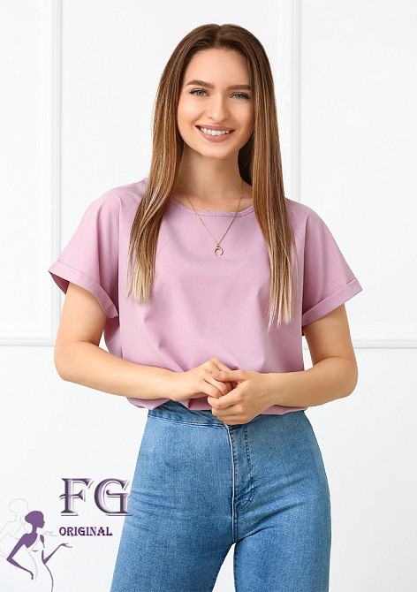 Літня блузка футболка вільного крою "Moment" оптом | Норма і батал Фрезовий, 42-44 Київ - фото 1