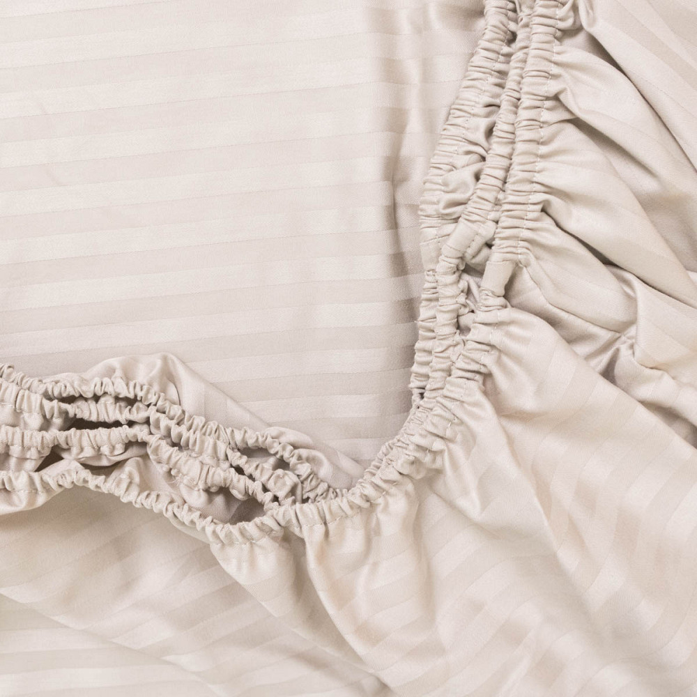 Простынь на резинке односпальная страйп-сатин 100% хлопок 90х200х30см 125г/м2 (Перламутровый) Сумы - изображение 5