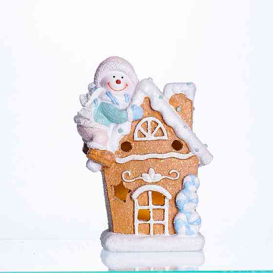 Новогодний домик со снеговиком с подсветкой Киев