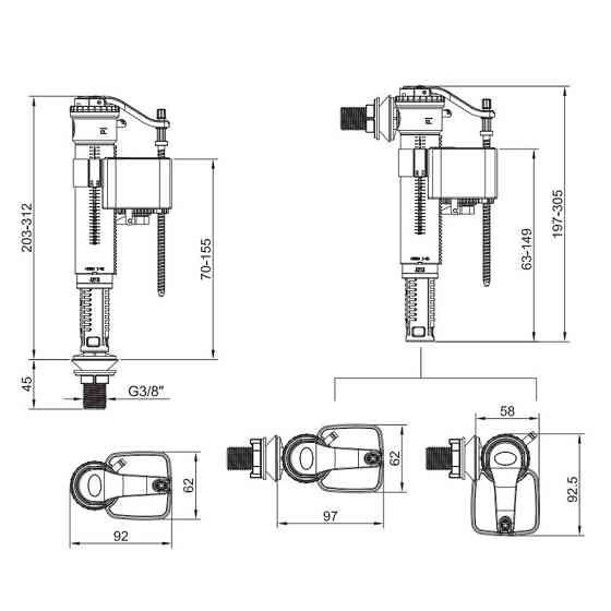 Комплект арматури Koer KT-0301-3/8"   ( KR5059 ) 31890 Харків