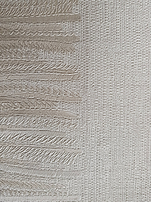 Шпалери метрові вінілові на флізелін Grandeco Poem смуги широкі структурні білі сріблясті Київ - фото 1