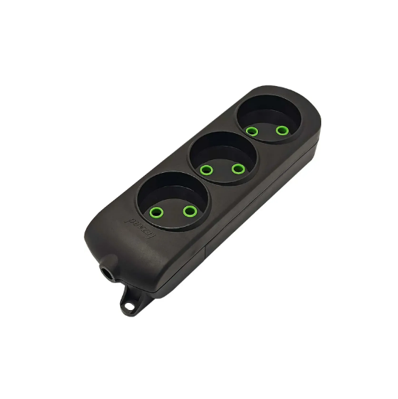 Колодка подовжувача без заземлення 3 розетки чорний Letitia Лезард Житомир - фото 1