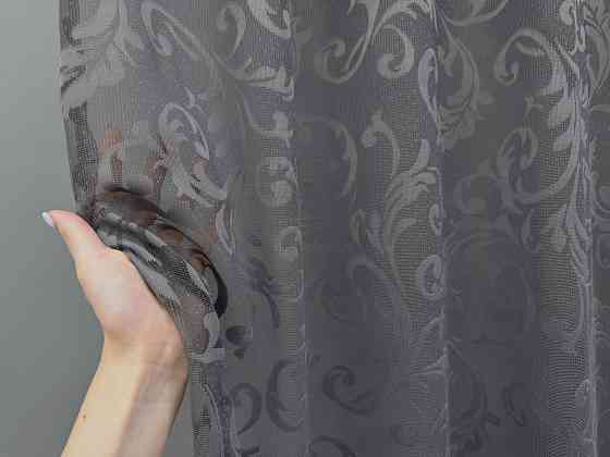 Тюль VR-Textil 1484т Жакард з вишивкою графітовий 300х270 см (40-323) Київ