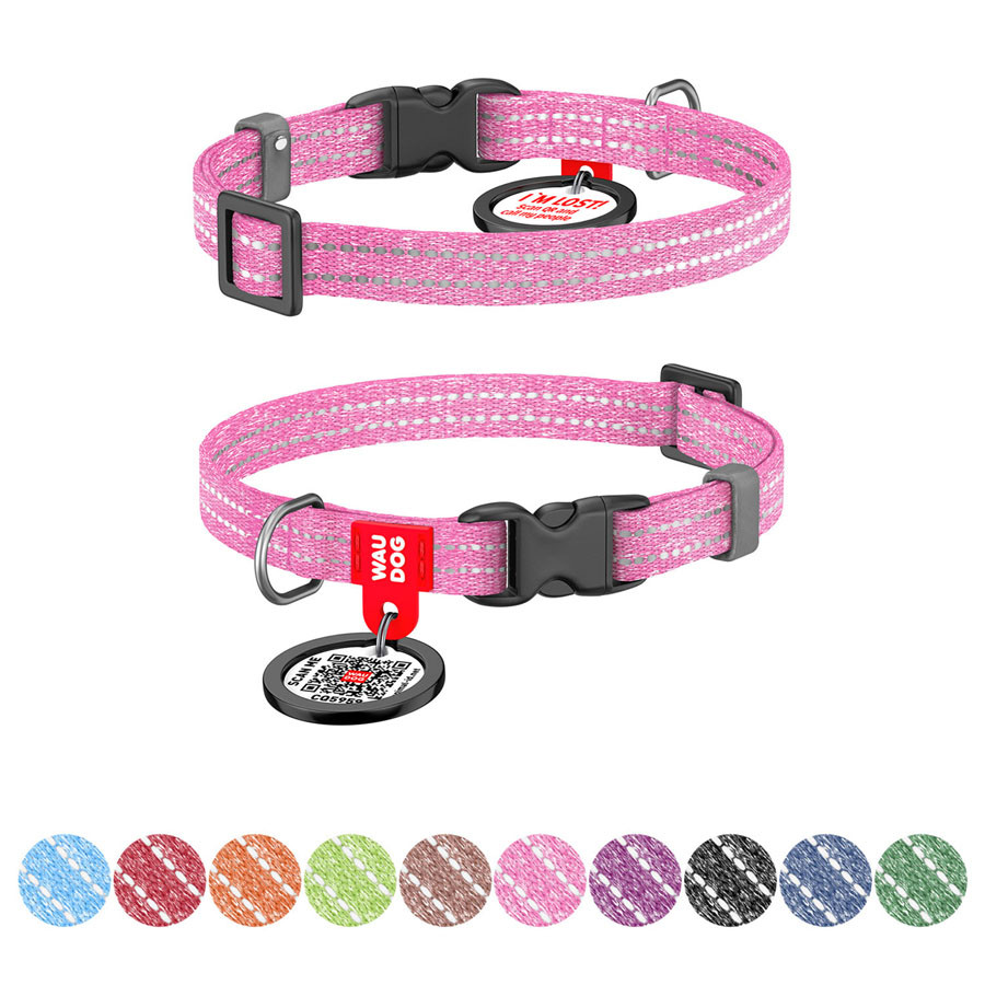 Нашийник для котів та дрібних порід собак WAUDOG Re-cotton з QR паспортом, відновлена бавовна, Коломыя - изображение 1