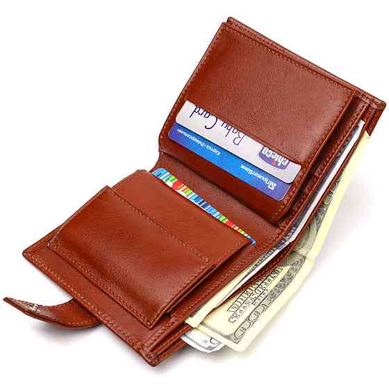 Отличный мужской бумажник из натуральной гладкой кожи CANPELLINI 21743 Коричневый Киев