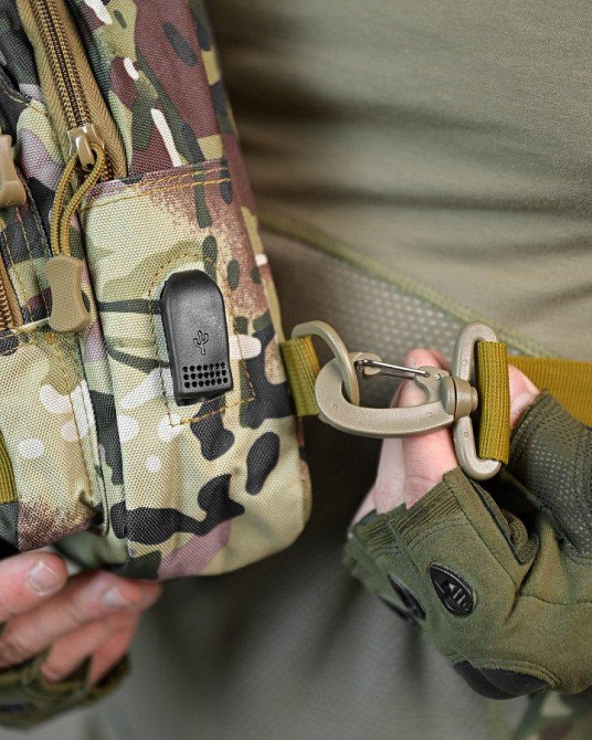 Армейська нагрудна сумка рюкзак з USB-портом захисник мультикам ДЛ7538 Одеса - фото 6