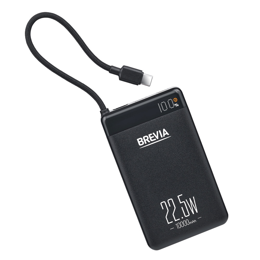 Повербанк (Power Bank) Brevia ePower 10000mAh 22,5W SuperSlim LCD черный металлик + кабель Львов - изображение 2