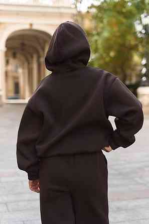 Жіночий теплий костюм двойка вільного крою тринитка на флісі Шоколад Одеса