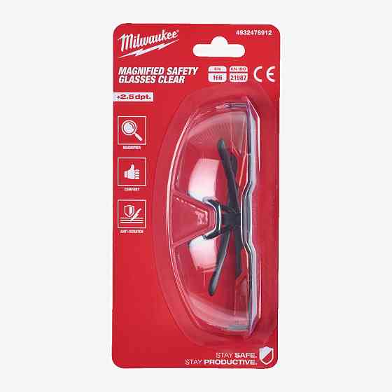 Очки защитные Magnified MILWAUKEE с зоной коррекции (+2.5, прозрачные) Одесса