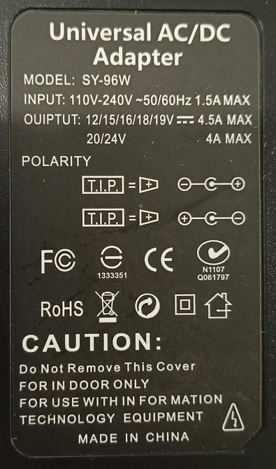 Сетевое зарядное устройство для ноутбука Laptop  Adapter SY-96W Днепр - изображение 4