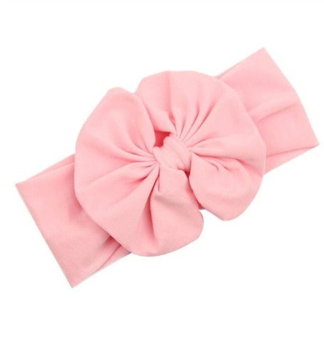 Широка дитяча пов'язка світло-рожева - ширина гумки 5см, окружність 40-54см, квітка 12см Київ - фото 1