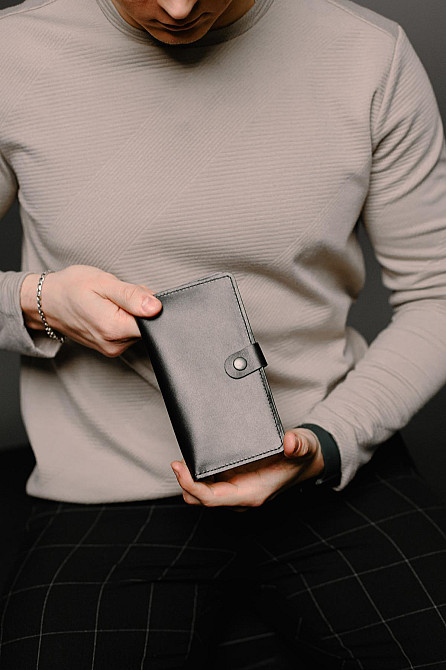 Портмоне чоловіче із натуральної гладкої шкіри SR015 (Чорний) Суми - фото 2