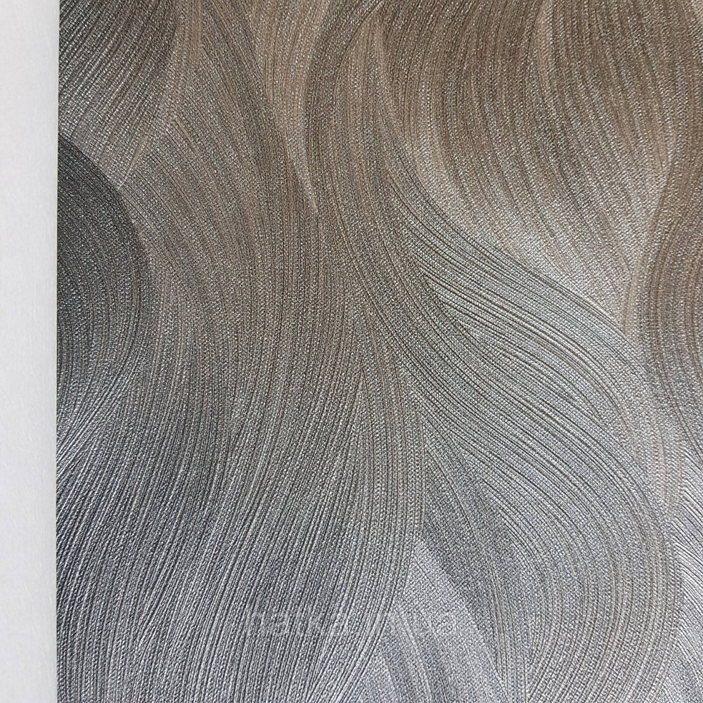 Шпалери метрові вінілові на флізелін дизайнерські Erismann Elle абстракція хвилі смуги чорно сірий металік Київ - фото 1