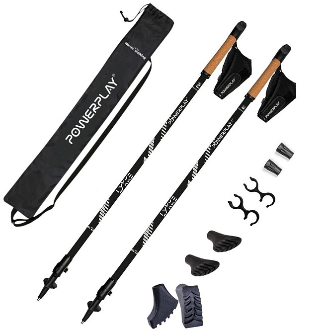 Палки для скандинавской ходьбы трекинговые палки PowerPlay 9111 Lykke White 80-135см две пары сапожек чехол Киев - изображение 1