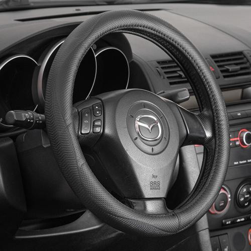 Шкіряний чохол на кермо VLOD-L949 BK M чорний, один шов, BO Харків - фото 2