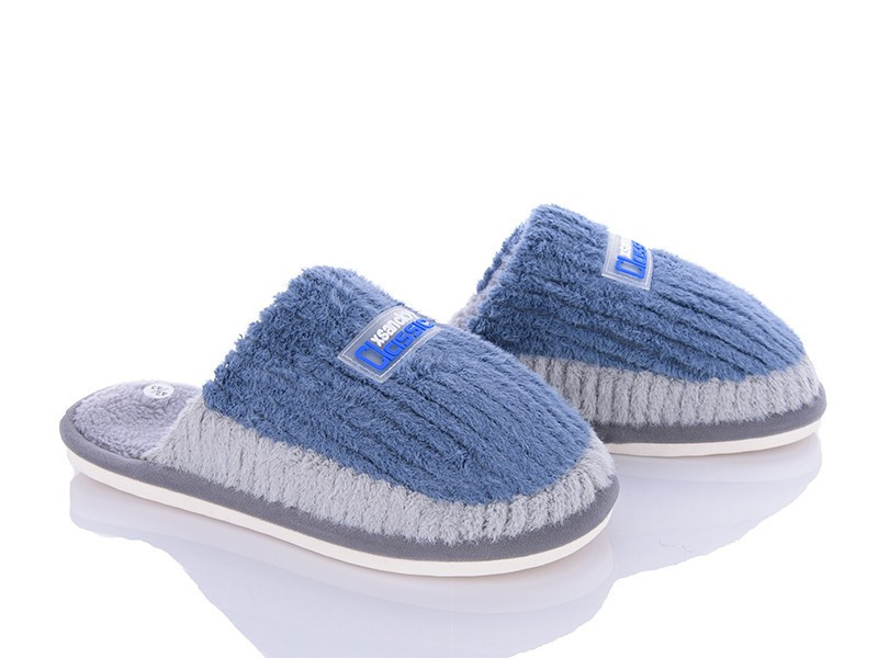 Чоловічі домашні капці махра закритий носок синій сірий Одеса - фото 4