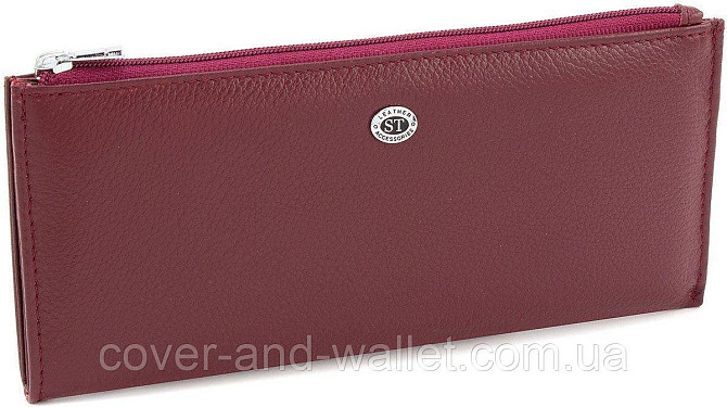 Бордовый тонкий женский кошелек на молнии ST 025 date red Киев - изображение 3