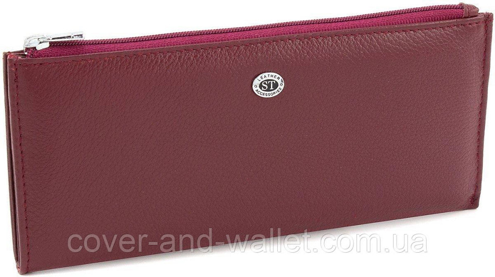 Бордовий тонкий жіночий гаманець на блискавці ST025 date red Київ - фото 3