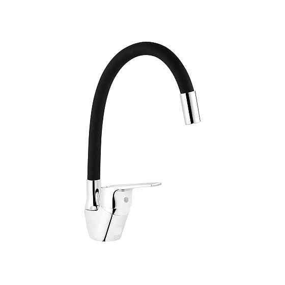 Змішувач для кухні з гнучким виливом Kroner KRM Odra - C032BLK хром/чорний Київ