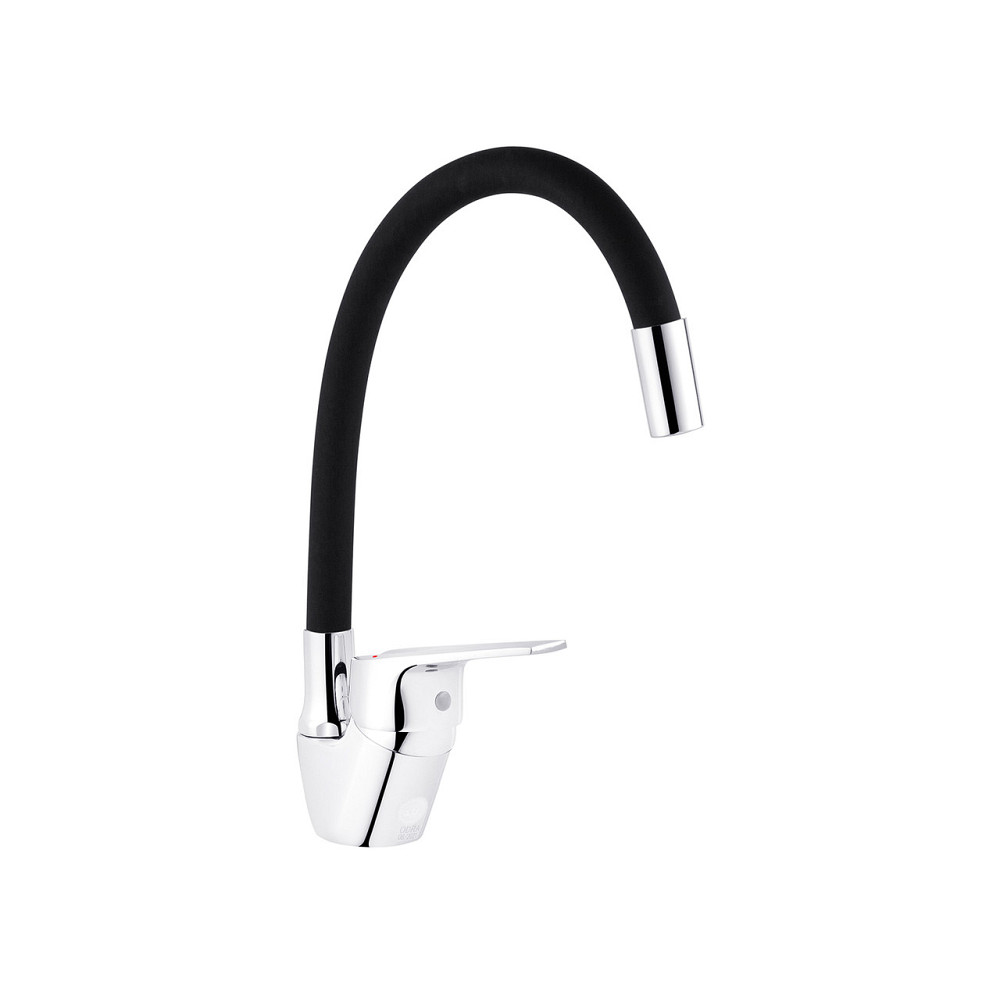Змішувач для кухні з гнучким виливом Kroner KRM Odra - C032BLK хром/чорний Київ - фото 4