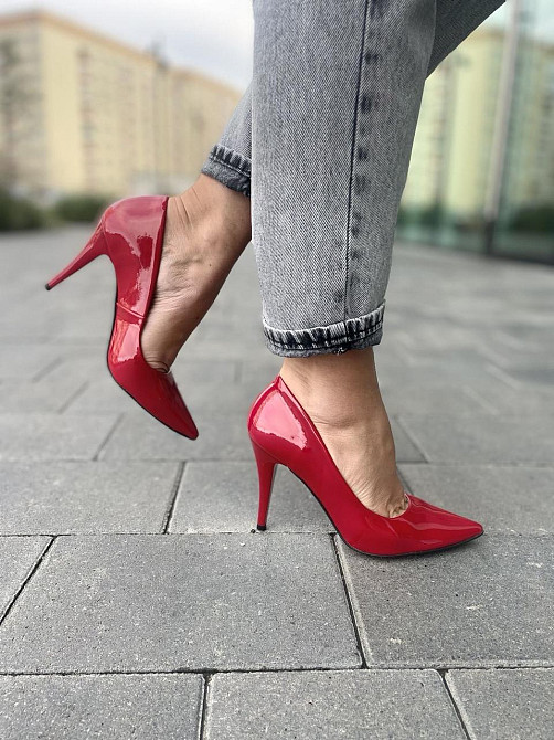 Туфлі жіночі LAVINI червоні шкіра лакована каблук 10см розмір 35 (3730) Коломия - фото 6