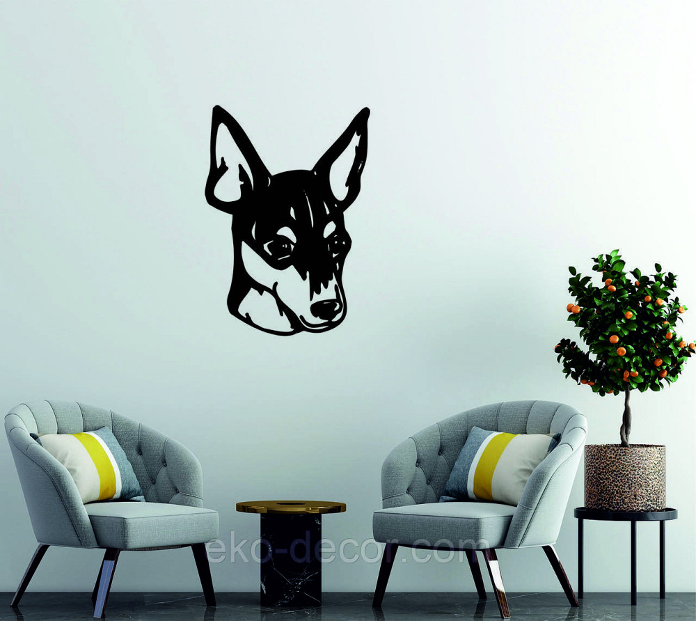 Декоративне настінне Панно «Фокстер'єр», Декор на стіну 70*59 см, Чорний Київ - фото 2