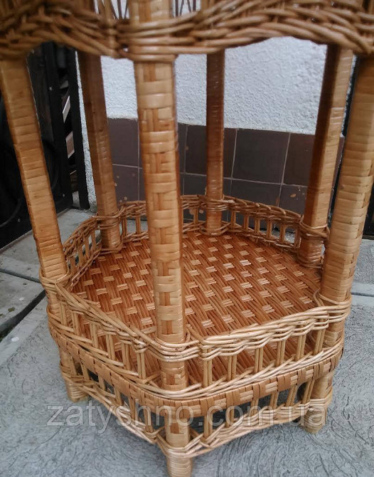 Плетений круглий стіл з полицею Київ - фото 4