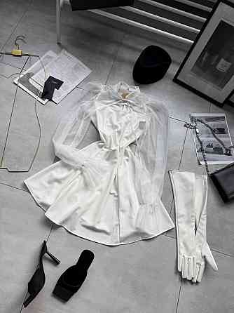 Женское нежное платье с рукавами из сеточки креп дайвинг Молочный, 46/48 Одесса