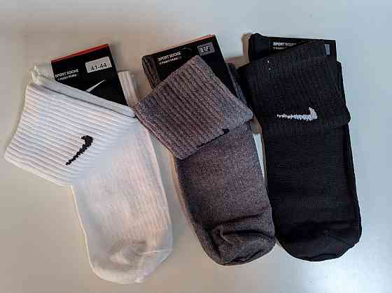 Набір чоловічих високих бавовняних шкарпеток 3 шт. в уп (Чорний, Білий, Сірий) Nike 3 36-40 Київ