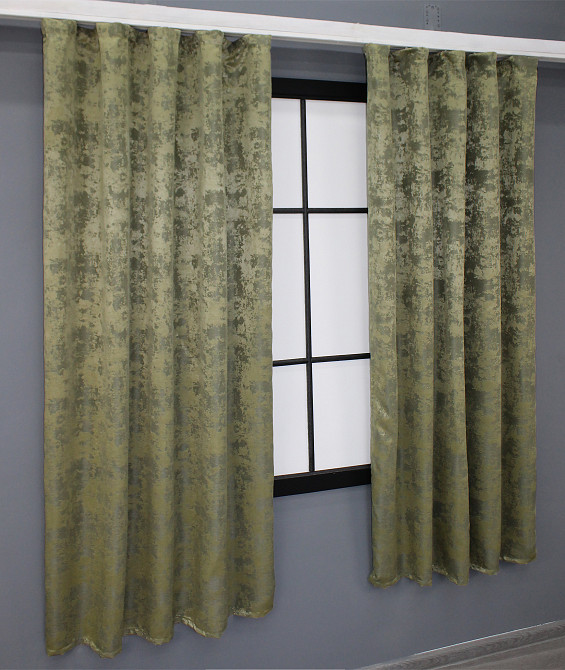 Комплект коротких штор VR-Textil Жаккард Sultan YL № 1213ш Оливковый 130х170 см 2 шт (35-0053) Киев - изображение 4