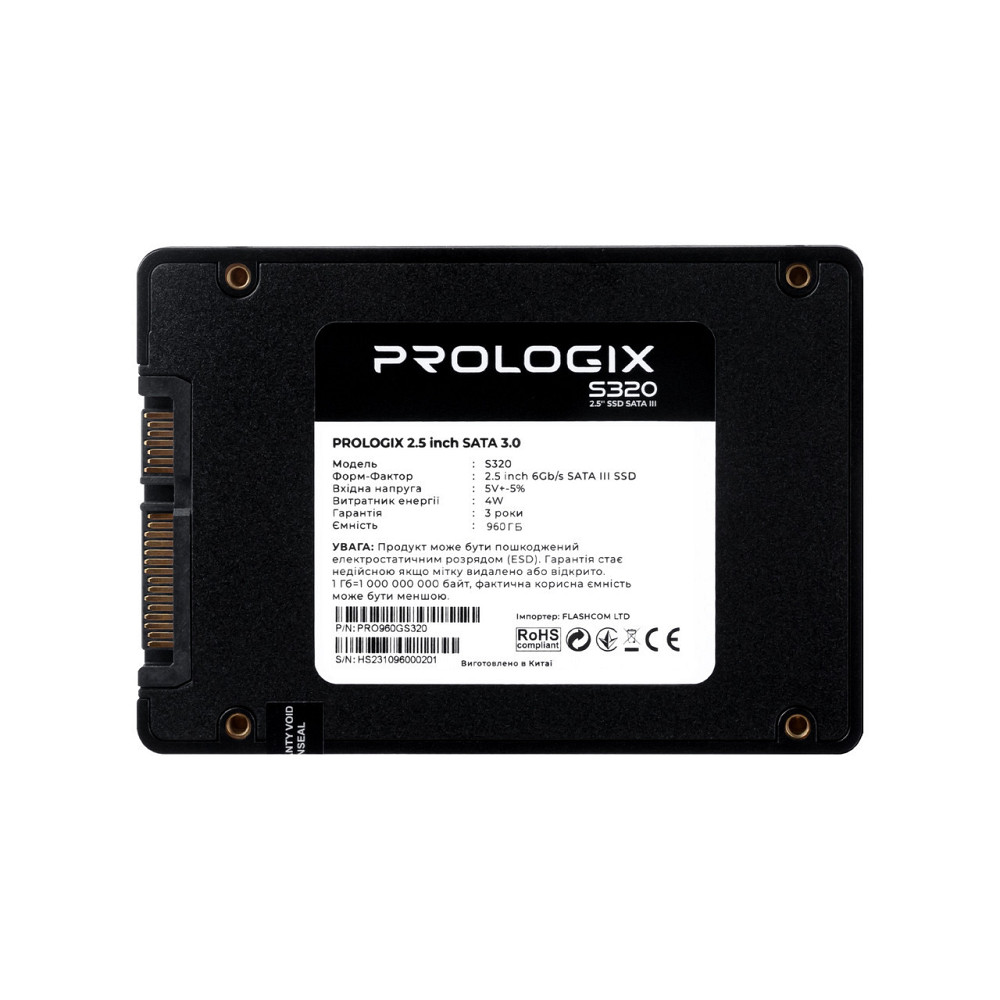 Накопичувач SSD 960GB Prologix S320 2.5" SATAIII TLC (PRO960GS320) ( 2.5" ) Харків - фото 1
