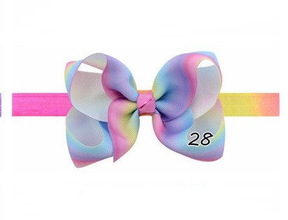 Дитяча різнобарвна пов'язка на голову - окружність 34-50см, розмір банта 11см Київ - фото 1