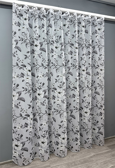 Тюль VR-Textil 1681 Flora Батист Белый с серым 300х270 см (42-0677) Киев - изображение 3