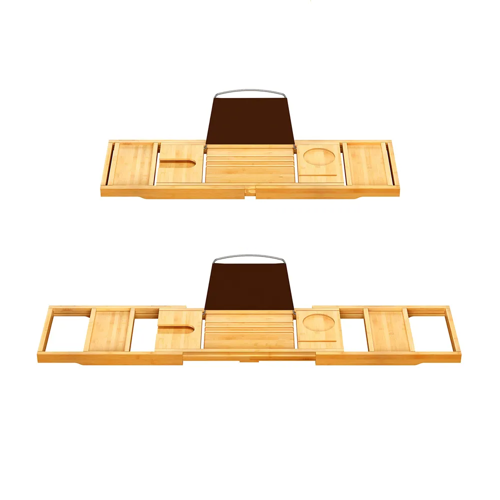 Бамбуковая полка выдвижная для ванной, длина 75-110см, накладка на ванну из бамбука, Bamboo_4 Каменец-Подольский - изображение 2