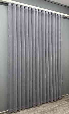 Тюль VR-Textil 1986т Льон Дощик сірий 400х270 см (42-1021) Київ