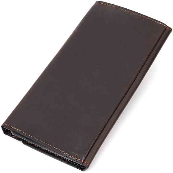 Вертикальный кошелек с отделением для телефона из натуральной кожи GRANDE PELLE 11645 Коричневый Киев