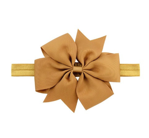 Детская кофейная повязка с бантиком - на резинке, окружность от 30см до 48см, бант 9см Киев - изображение 1