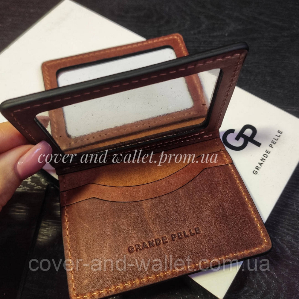 Вінтажна шкіряна обкладинка на ID паспорт та авто документи з клапаном Grande Pelle Київ - фото 1
