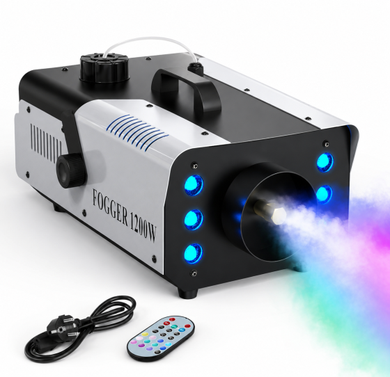 Дым-машина 1200 Вт RGB с 6 LED, генератор тумана с баком 1 л, пульт ДУ до 50 м, для сцены, свадьбы, вечеринок, Хэллоуина Киев