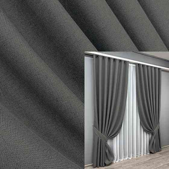 Комплект готових штор VR-Textil Льон-блекаут № 1220ш Сірий 150х270см 2 шт (33-0038) Київ