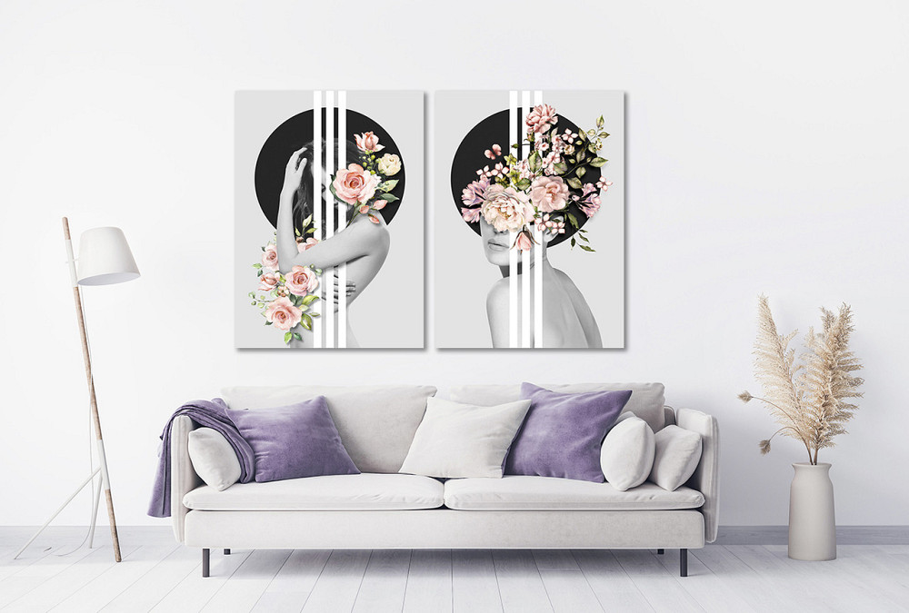 Модульная картина в гостиную / спальню   Дівчина в ніжних  квітах  TLV-2_062 90x132 см Київ - фото 2