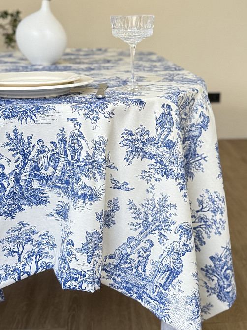 Ecotton Скатертина столова Ecotton DUCK 150х170 см водовідштовхувальна Italiano Blue синього ко Коломия - фото 3