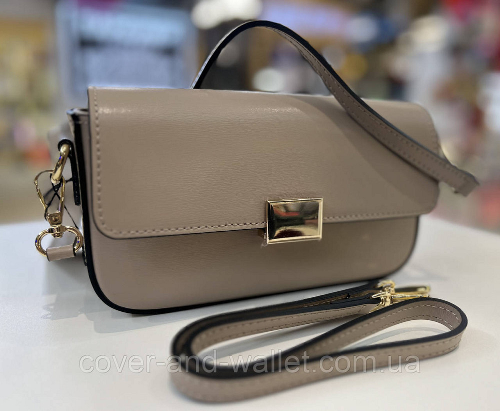 Маленька жіноча сумка в сіро-коричневому кольорі з гладкої шкіри Virginia Conti Київ - фото 8
